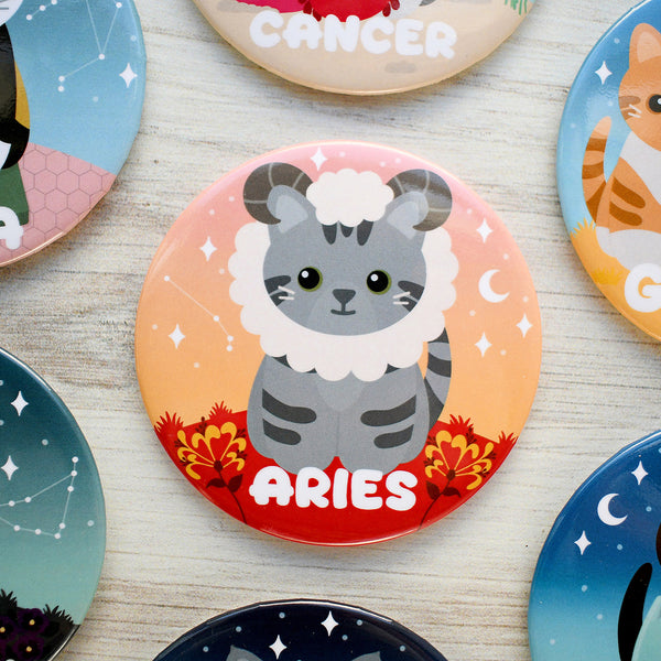 Aries Zodiac Cat Fridge Magnet