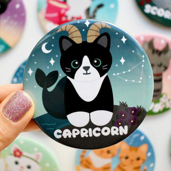 Capricorn Zodiac Cat Fridge Magnet