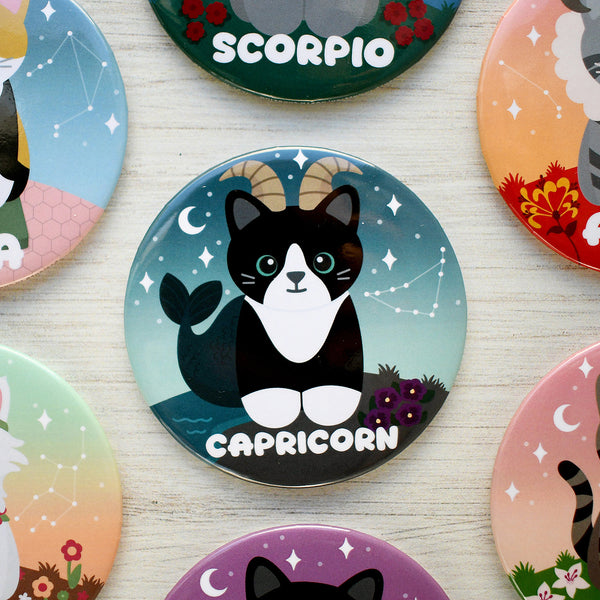 Capricorn Zodiac Cat Fridge Magnet