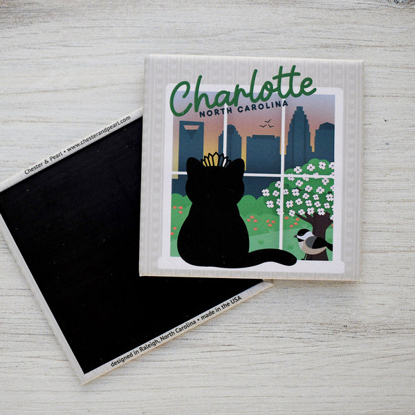 Charlotte Window View Cat Fridge Magnet