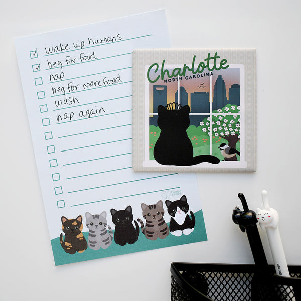 Charlotte Window View Cat Fridge Magnet