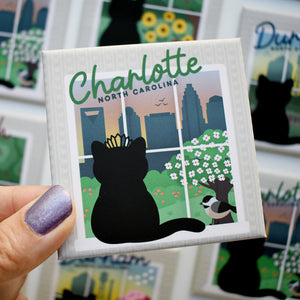 Charlotte Window View Cat Fridge Magnet
