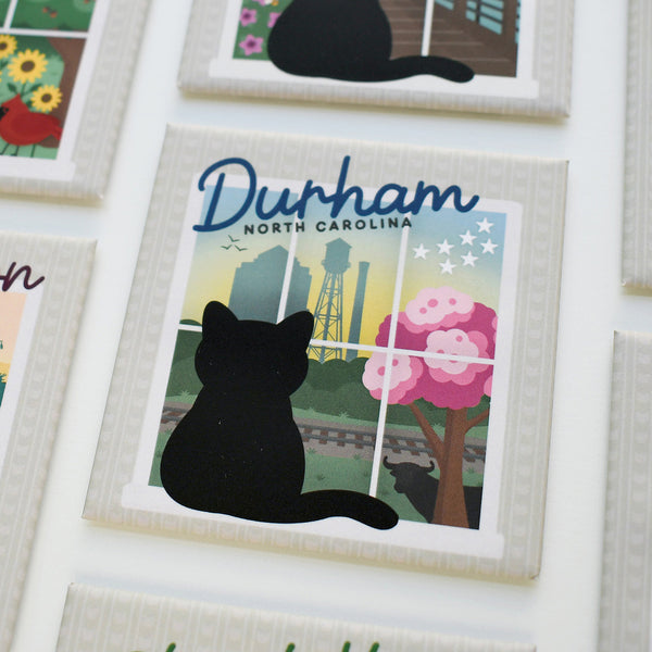 Durham Window View Cat Fridge Magnet