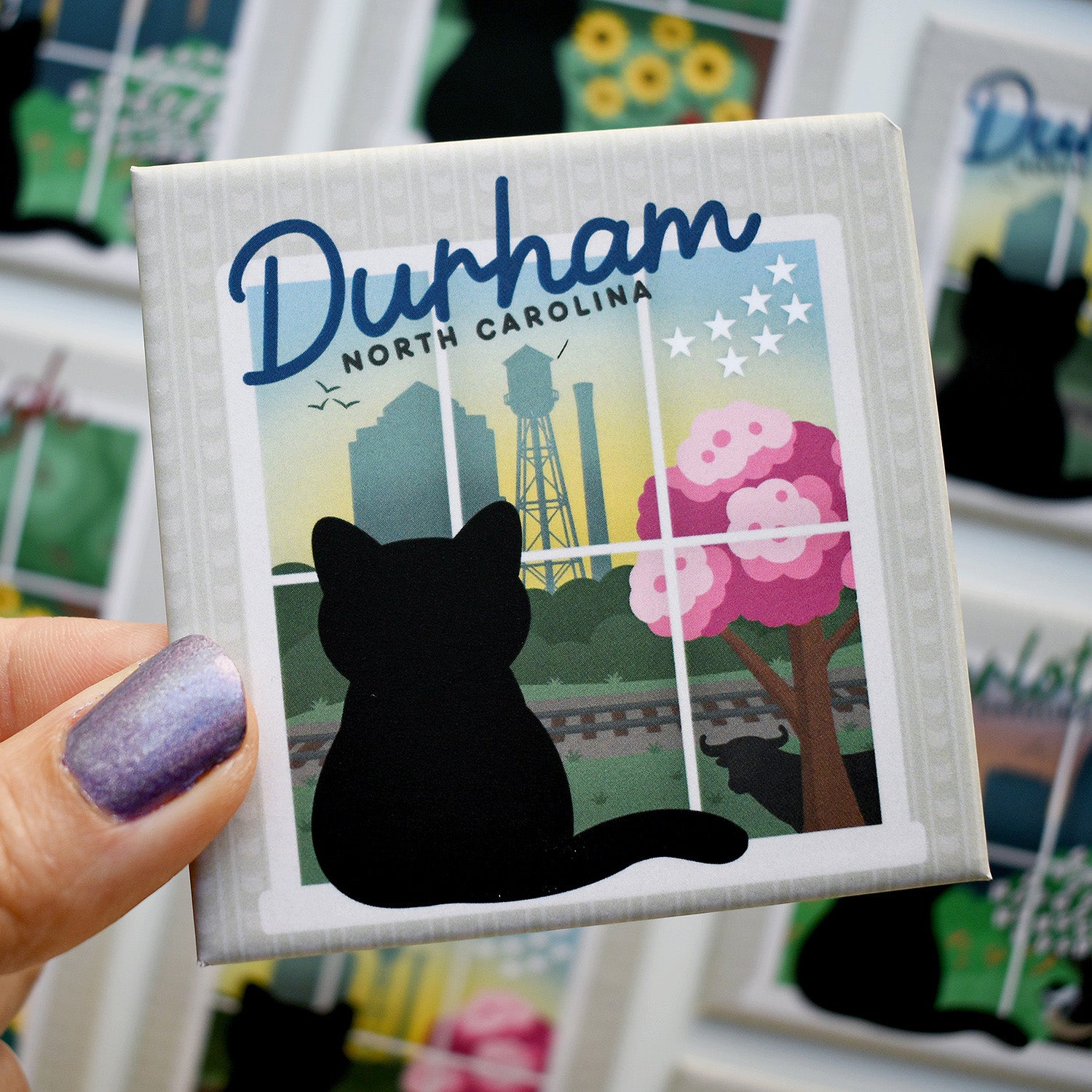 Durham Window View Cat Fridge Magnet