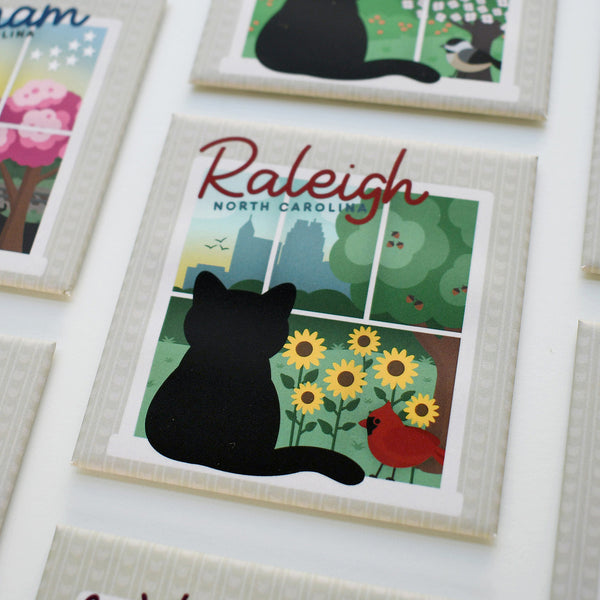 Raleigh Window View Cat Fridge Magnet
