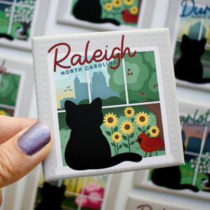 Raleigh Window View Cat Fridge Magnet