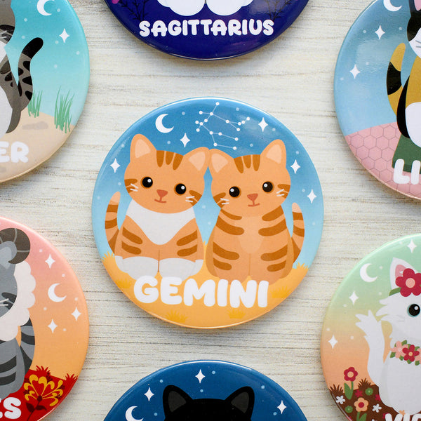 Gemini Zodiac Cat Fridge Magnet