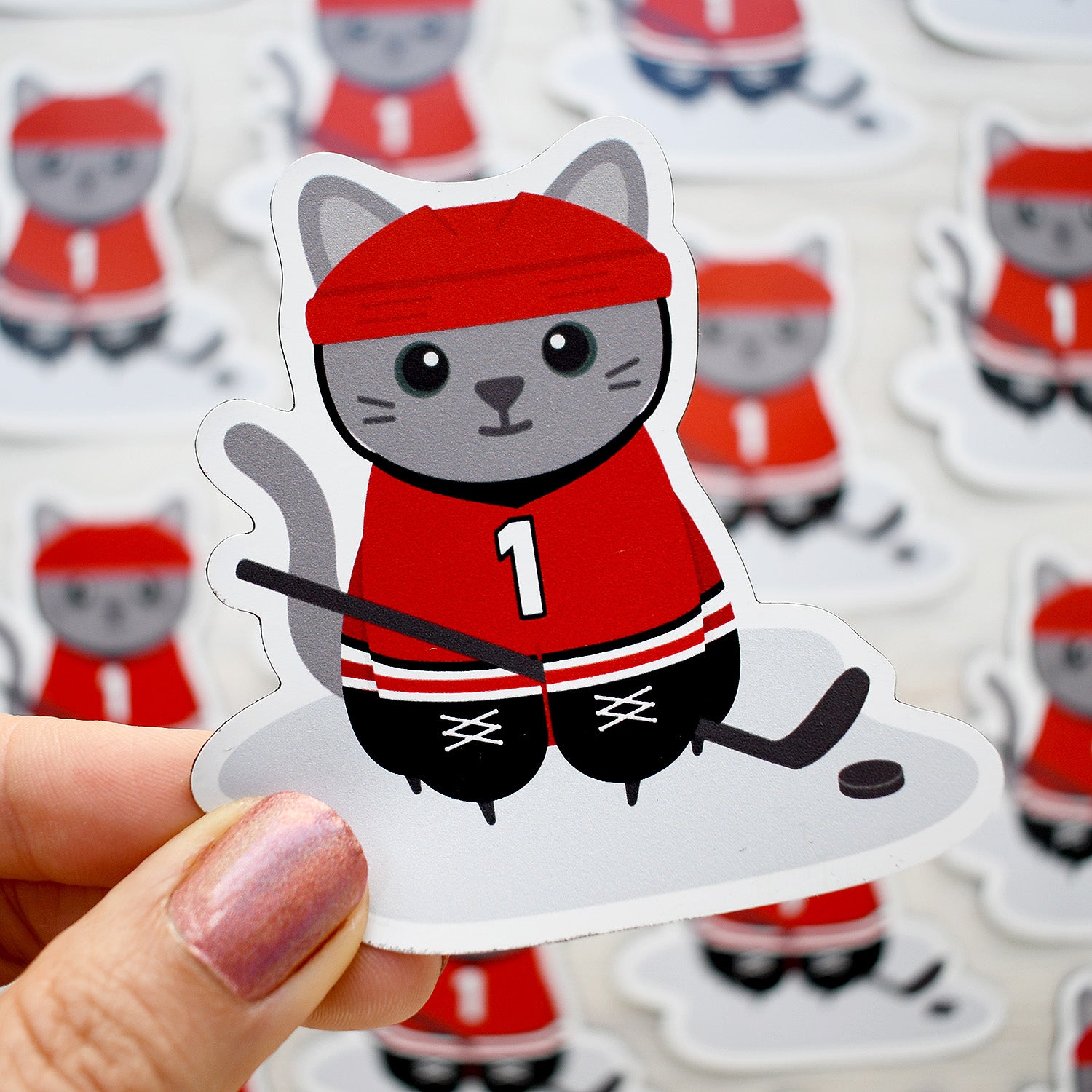 Ice Hockey Cat 3" cat magnet