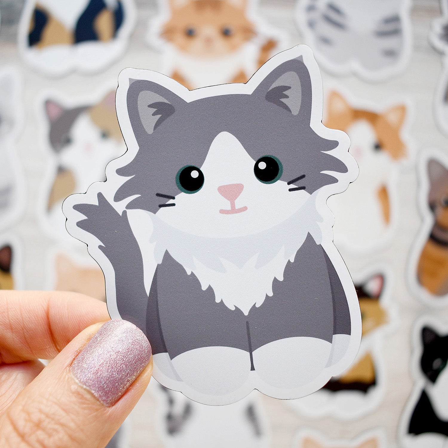 Looks Like My Cat! Long-haired gray tuxedo cat magnet