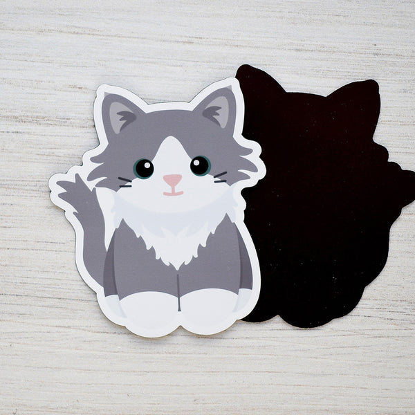 Looks Like My Cat! Long-haired gray tuxedo cat magnet