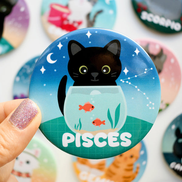 Pisces Zodiac Cat Fridge Magnet