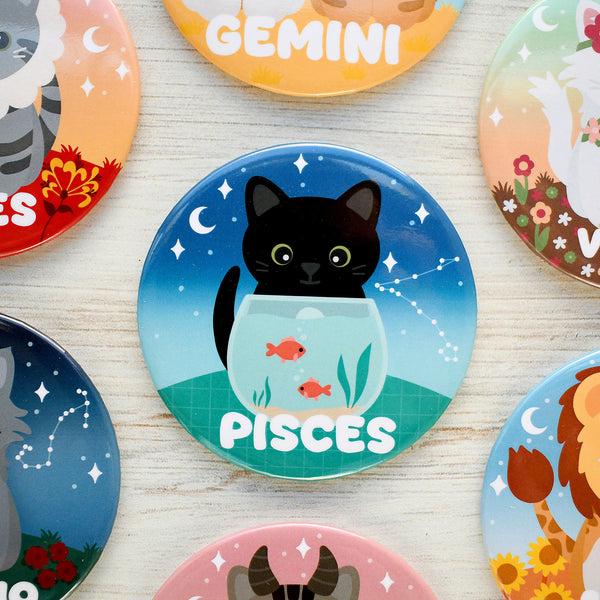 Pisces Zodiac Cat Fridge Magnet