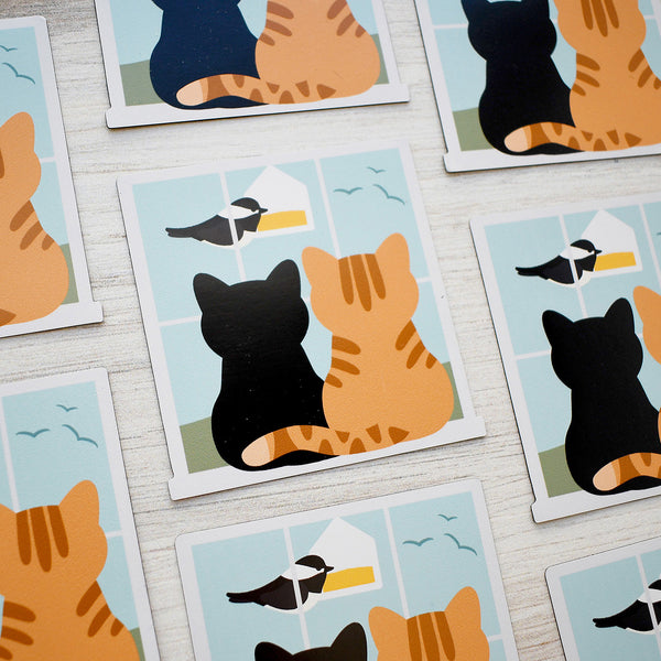 Cats Watching Birds Magnet