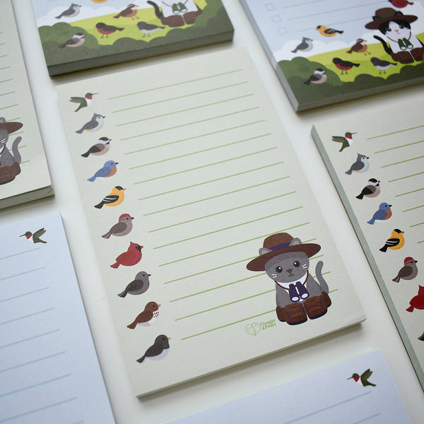 Bird-Watcher Cat Lined Notepad