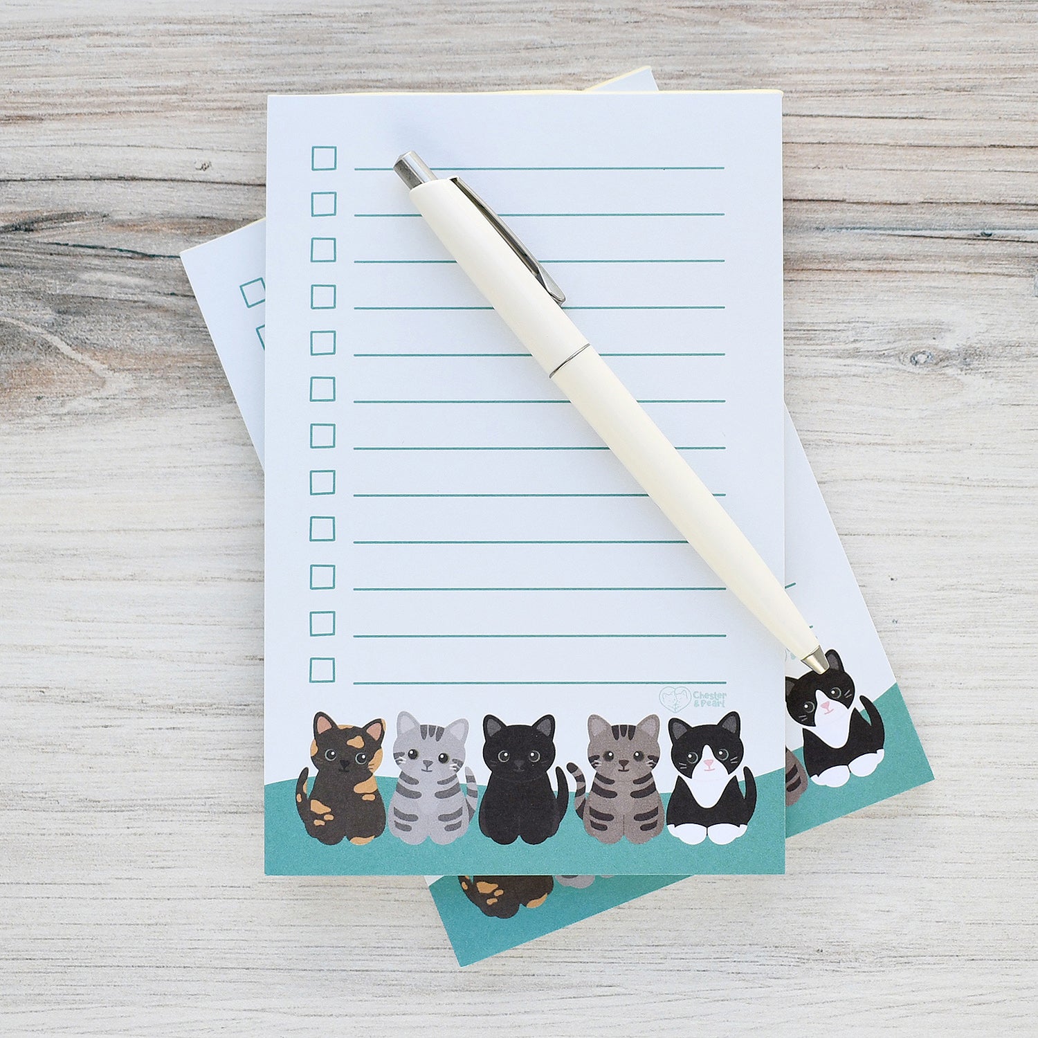 Teal Paw-rade of Cats Checklist Notepad
