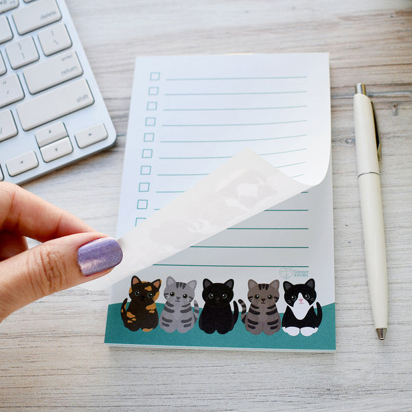 Teal Paw-rade of Cats Checklist Notepad