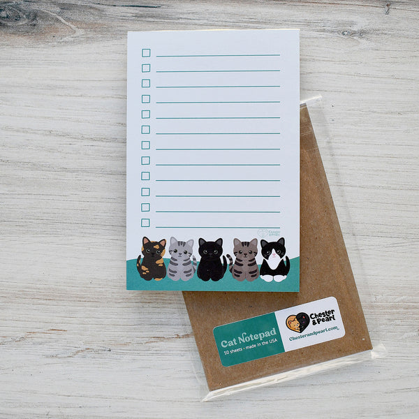 Teal Paw-rade of Cats Checklist Notepad