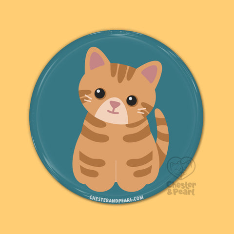 Orange Tabby Cat Pin or Magnet