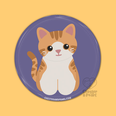 Orange Tabby Tuxedo Cat Pin or Magnet