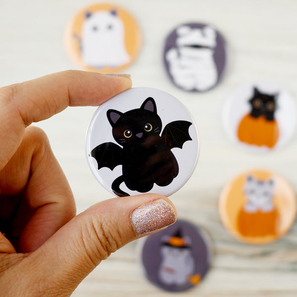 Bat Cat Pin or Magnet