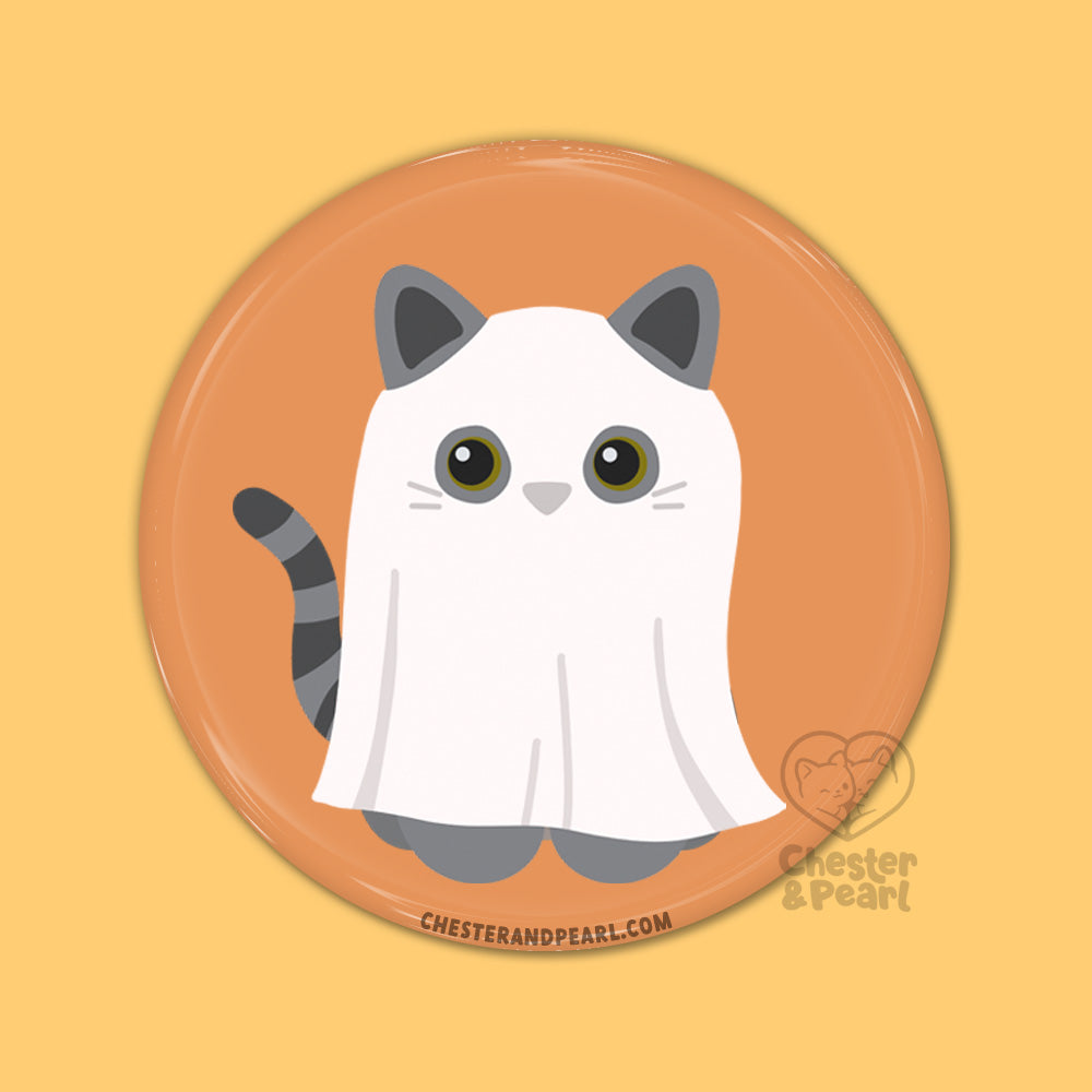 Ghost Cat Pin or Magnet