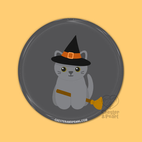 Witch Cat Pin or Magnet
