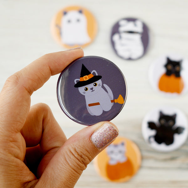 Witch Cat Pin or Magnet