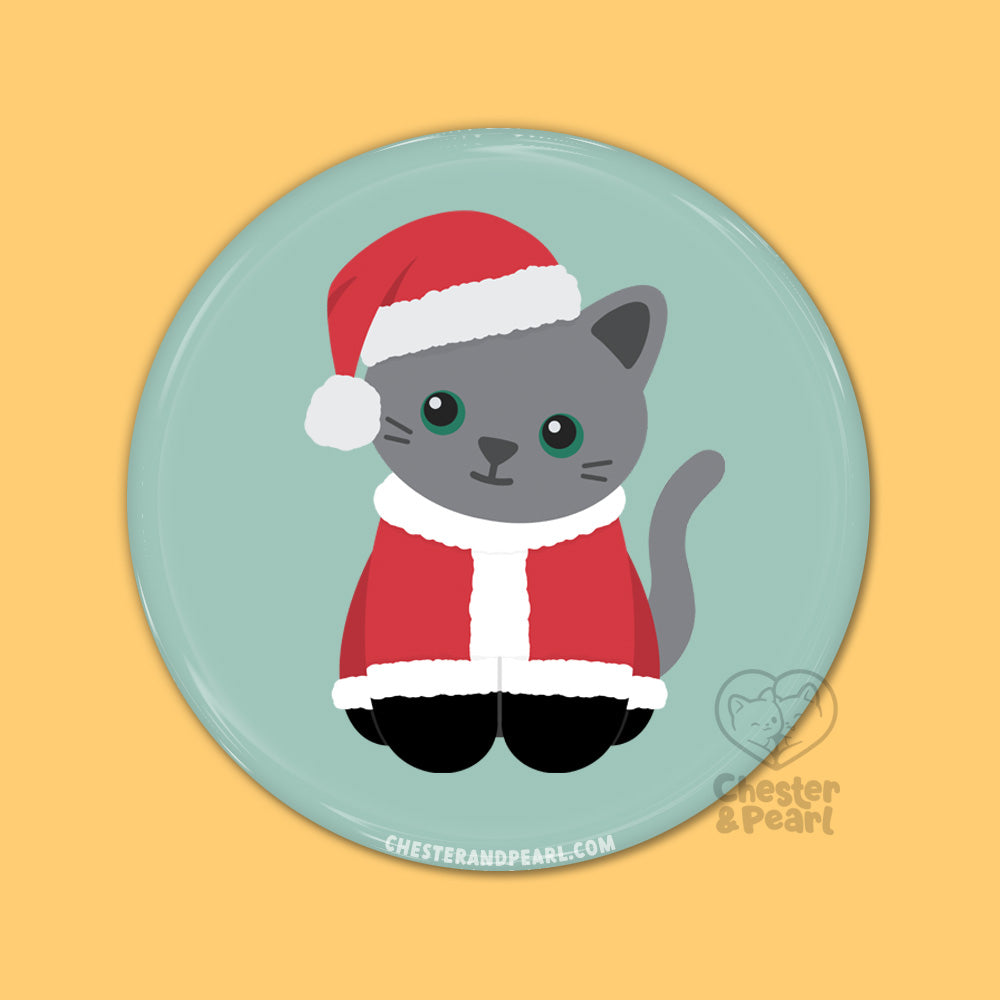 Santa Cat Pin or Magnet