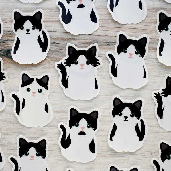 Looks Like My Cat! Black and white bicolor cat sticker