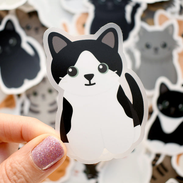 Looks Like My Cat! Black and white bicolor with black nose cat sticker