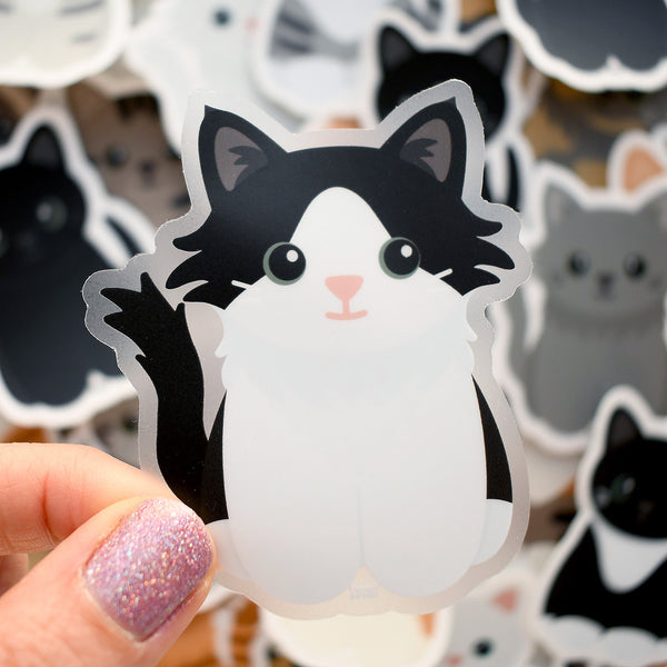 Looks Like My Cat! Long-haired black bicolor cat sticker