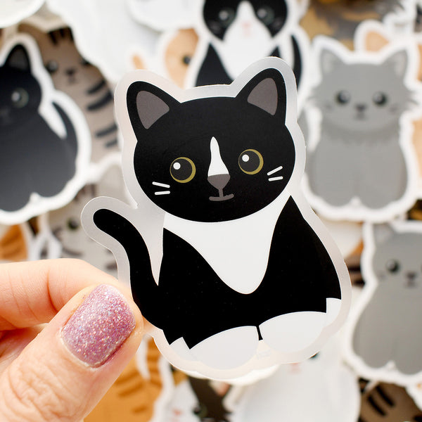 Looks Like My Cat! Black tuxedo cat with thin blaze sticker