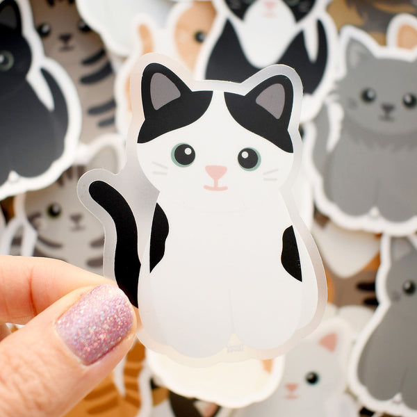 Looks Like My Cat! Black and white bicolor cat sticker