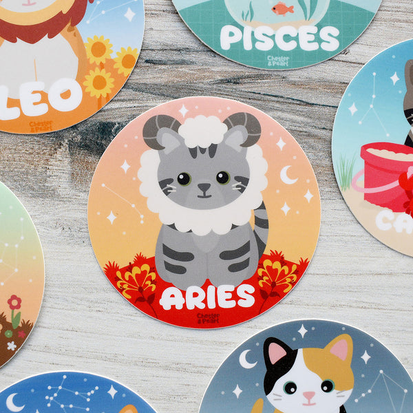 Aries Zodiac 3-in. Vinyl Cat Sticker