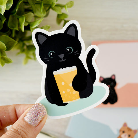 Purrfect Pint 3-in. Vinyl Black Cat Sticker