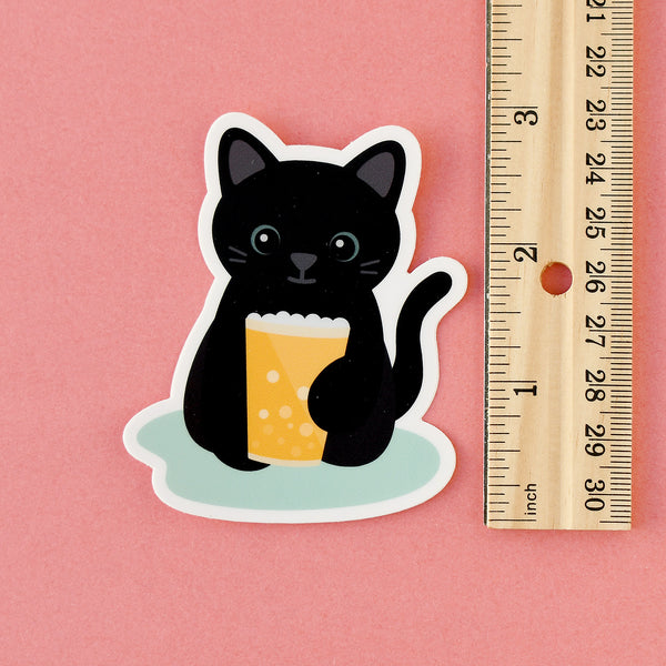 Purrfect Pint 3-in. Vinyl Black Cat Sticker