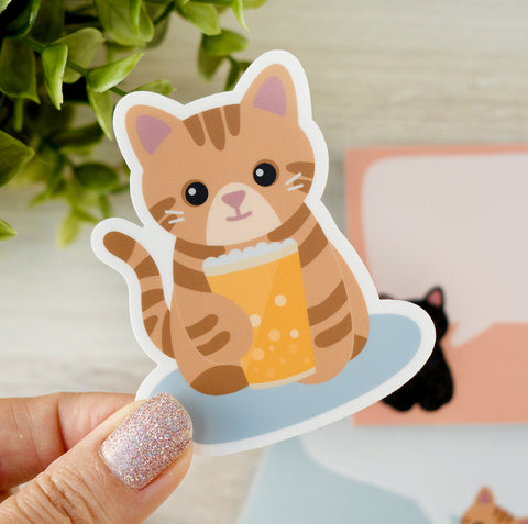 Purrfect Pint 3-in. Vinyl Orange Tabby Cat Sticker