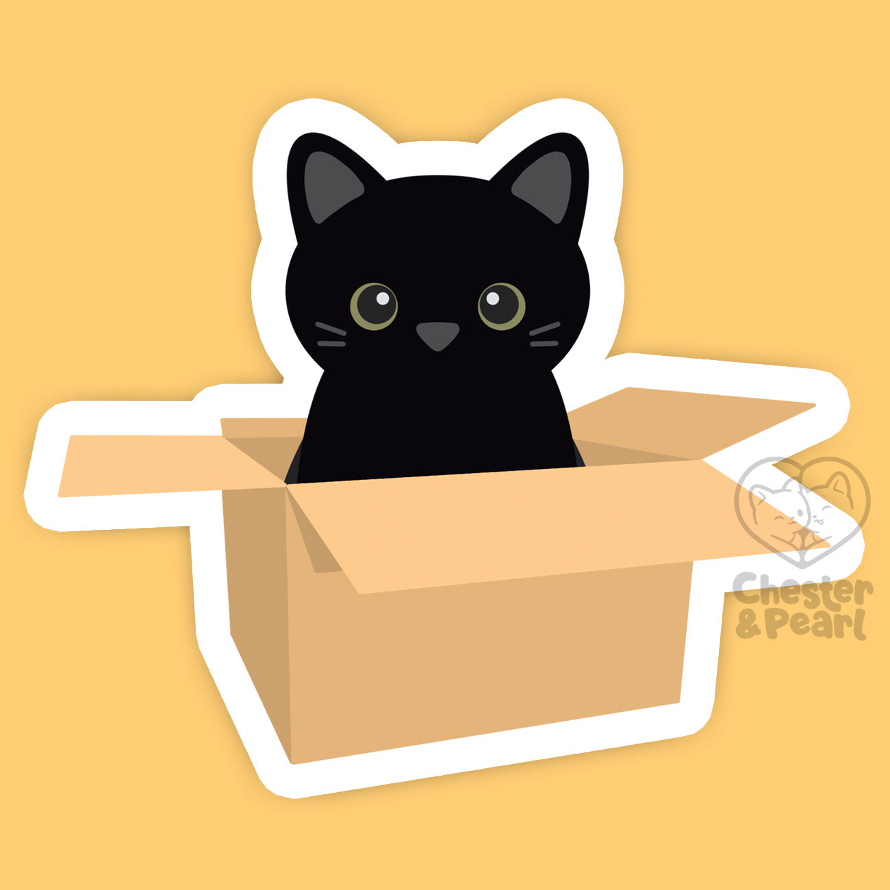 Black Cat in Box 2.5x3-in. Vinyl Sticker