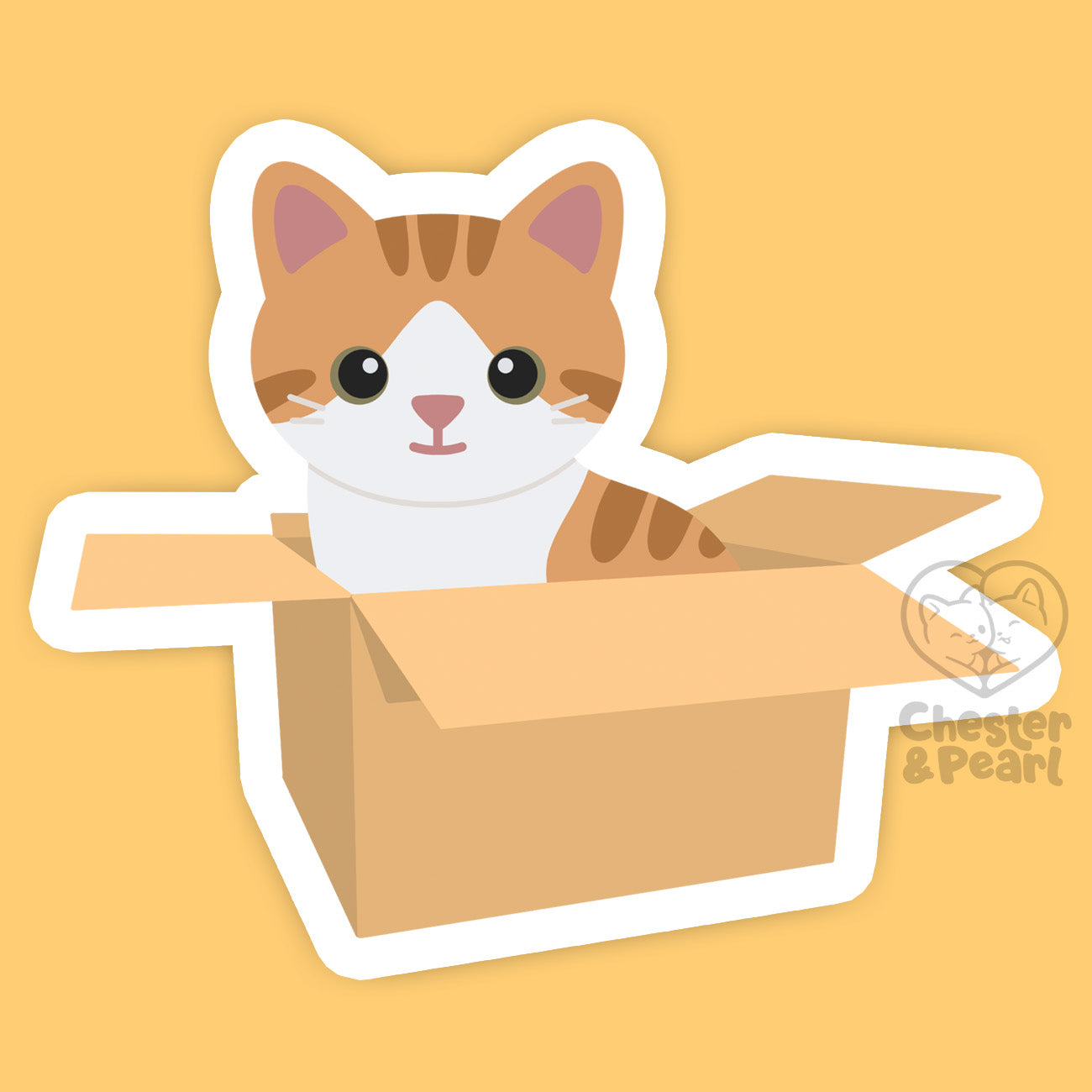 Orange Cat in a Box 2.5x3-in. Vinyl Sticker – Chester & Pearl