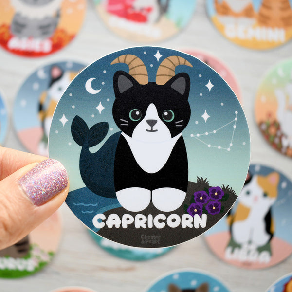 Capricorn Zodiac 3-in. Vinyl Cat Sticker