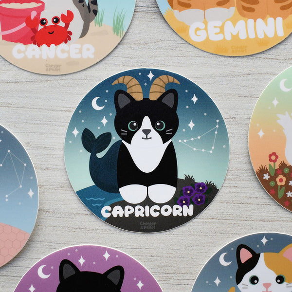 Capricorn Zodiac 3-in. Vinyl Cat Sticker