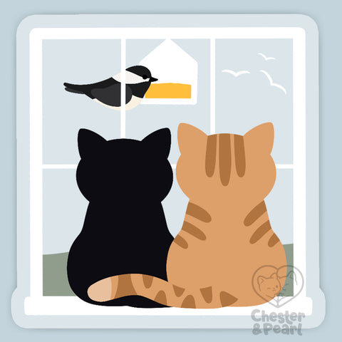 Black and Orange Tabby Cats 3x3-in. Clear Vinyl Sticker