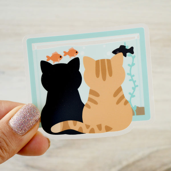 Black and Orange Tabby Cats 3-in. Clear Vinyl Sticker