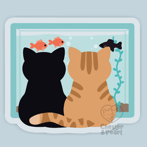 Black and Orange Tabby Cats 3-in. Clear Vinyl Sticker
