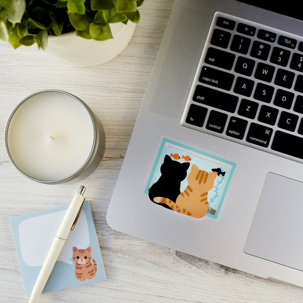 Black and Orange Tabby Cats 3-in. Clear Vinyl Sticker