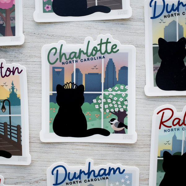 Charlotte Window View 3-in. Vinyl Cat Sticker