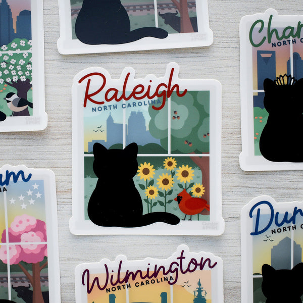 Raleigh Window View 3-in. Vinyl Cat Sticker
