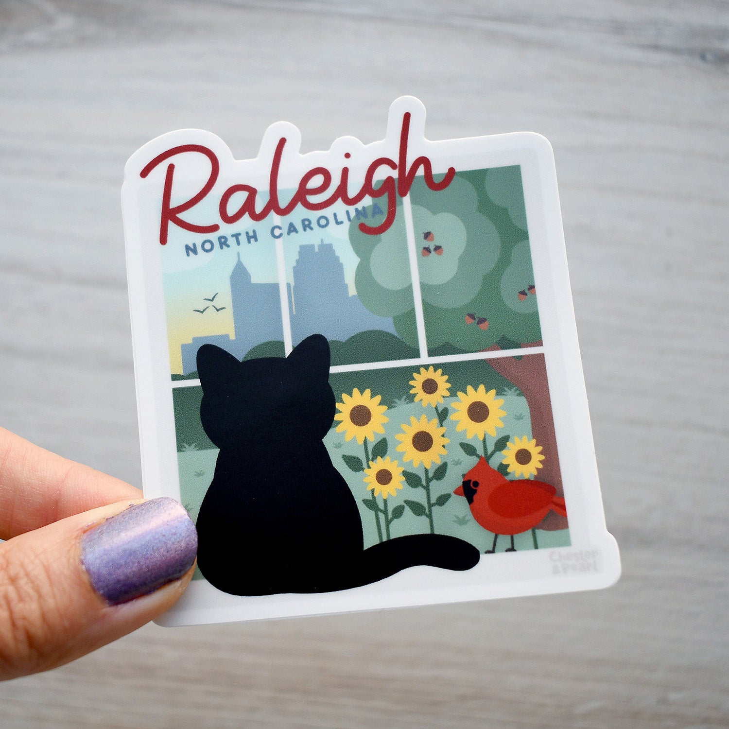 Raleigh Window View 3-in. Vinyl Cat Sticker