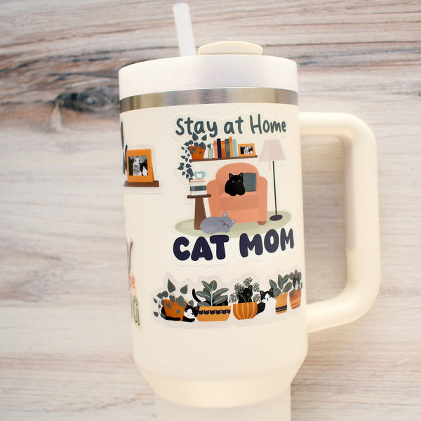 Stay At Home Cat Mom 3-in. Vinyl Cat Sticker