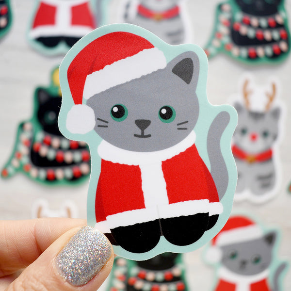 Santa Claws 3-in. Vinyl Christmas Cat Sticker